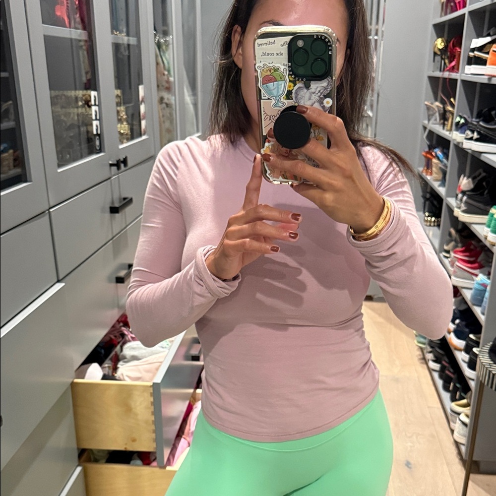 SKIMS Long Sleeve Tee in Light Pink